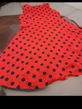 RED BLACK 50s DRESS Rockabilly Sock Hop Pin Up Red Black Polka Dots WOMEN’S  1X